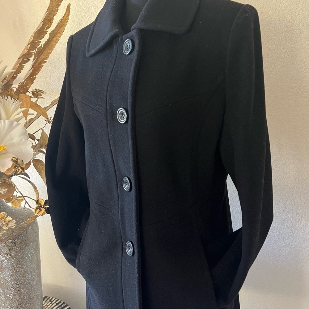 NWOT Anne Klein Black Wool Mid Length Coat - Picture 3 of 13